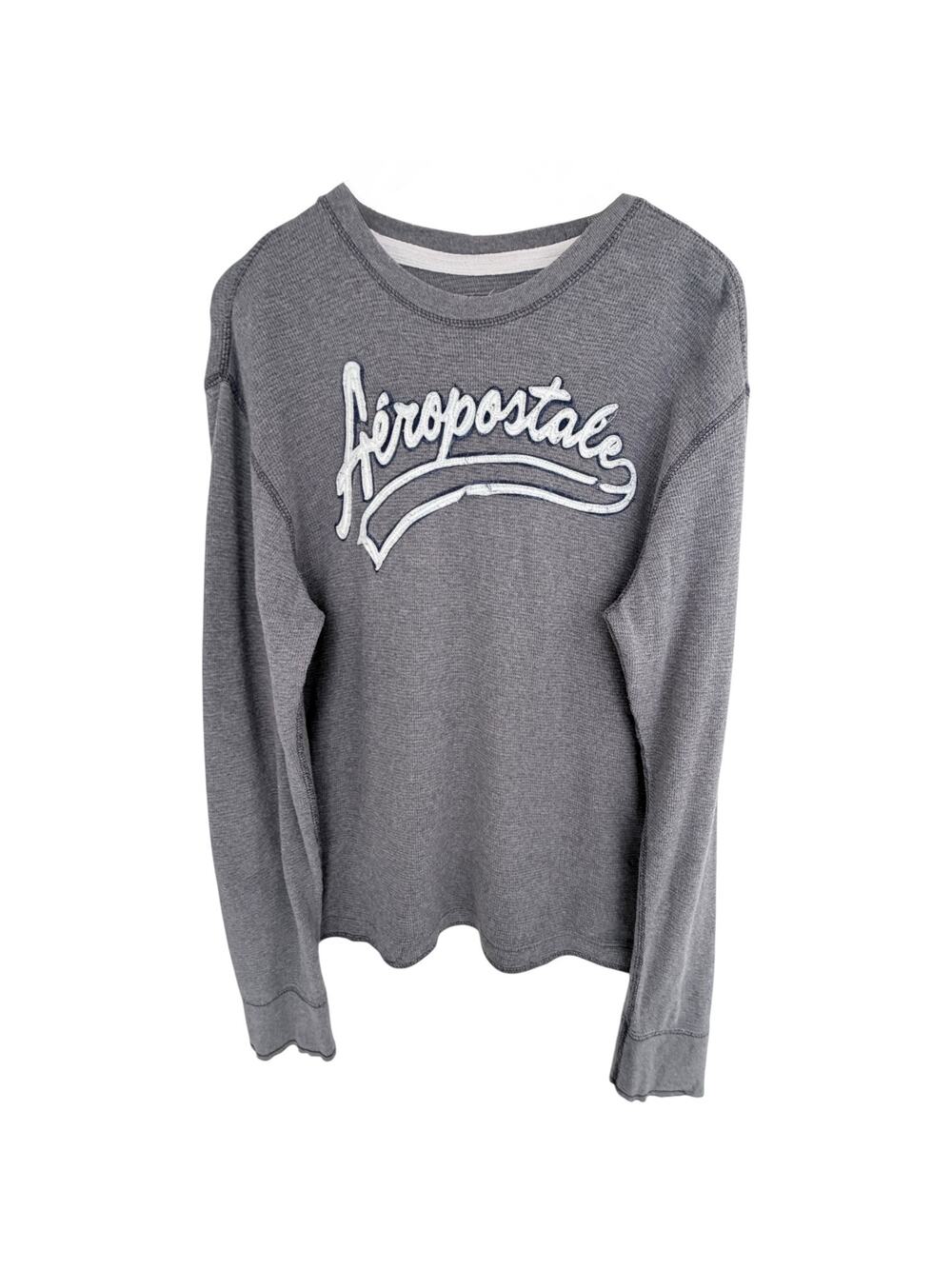 Aeropostale Thermal Long Sleeve Shirt Mens Large Gray Waffle Knit Logo